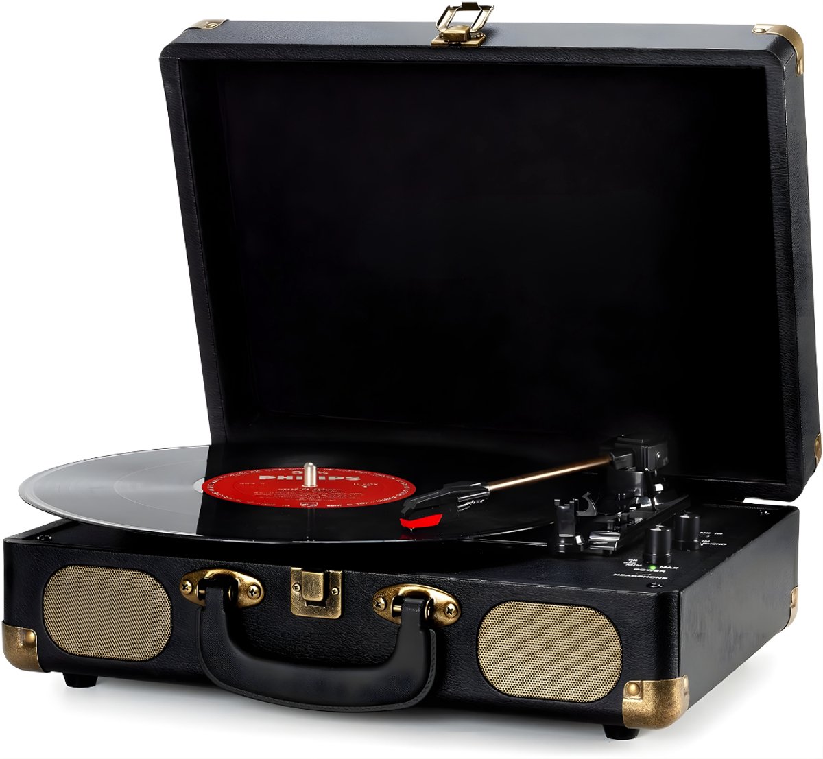 DnA® Retro platenspeler - Platenspelers - Platenspeler Bluetooth - Platenspeler Met Bluetooth - Zwart - ‎40cm x 34cm x 17cm