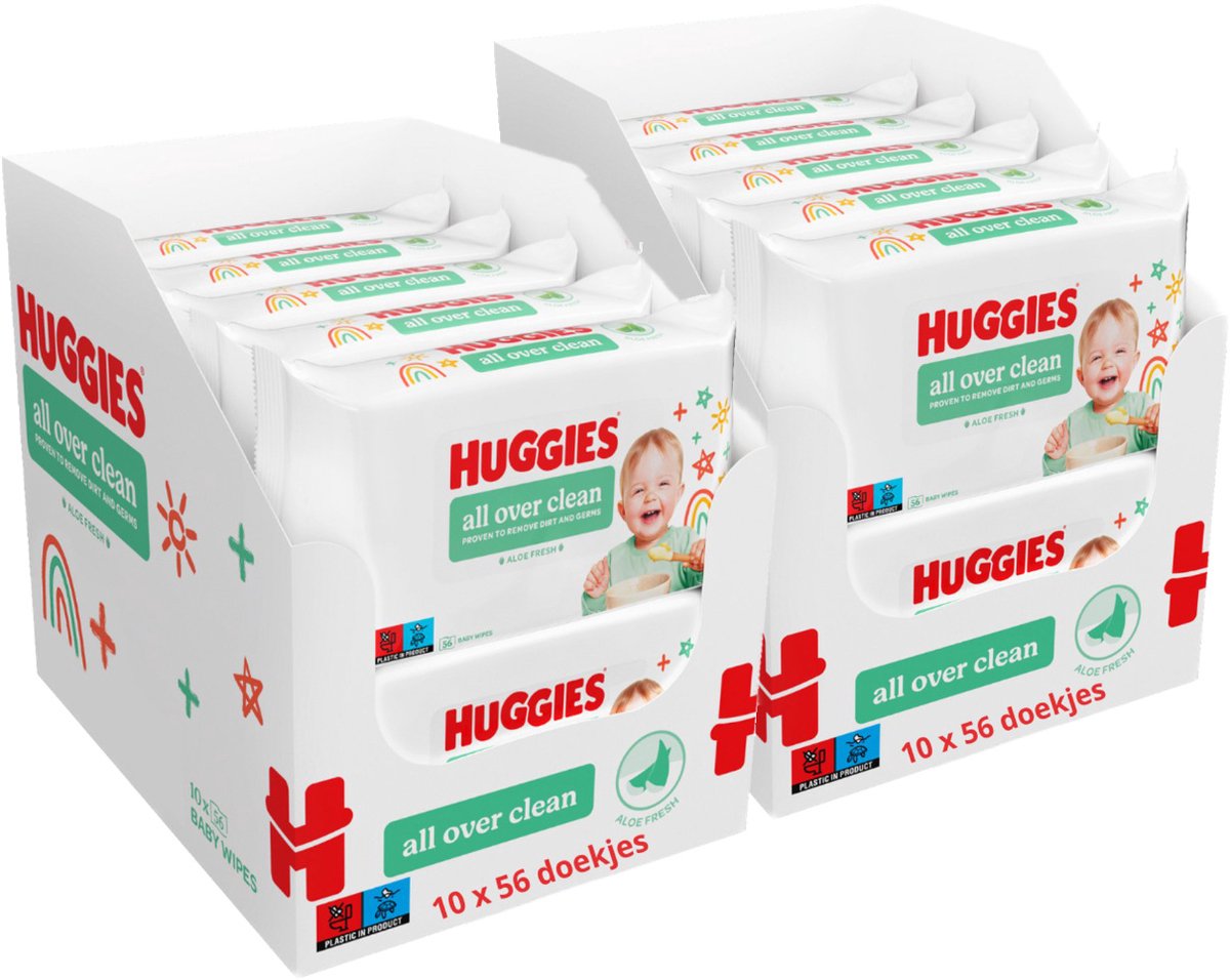 Bol.com Huggies – Billendoekjes All Over Clean – 20x56 stuks – Voor Billen, Handjes & Gezicht aanbieding