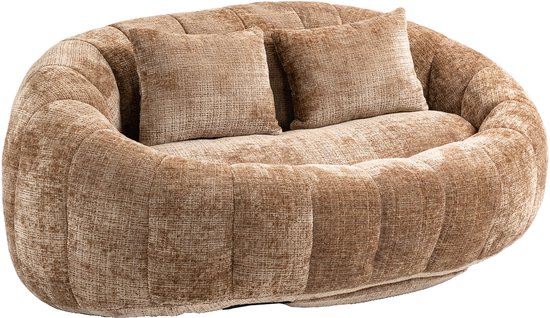 MODFU Vloersofa – 145x95x63 cm – met armleuningen en hoge rugleuning – zachte chenille – comfortabele bank – koffiebruin