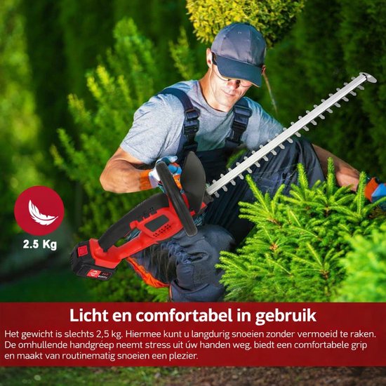 Draadloze Heggenschaar-2 x 21V Accu' -48 cm Elektrische Heggenschaar-2 Handgrepen en Beschermkap-Robuust en L ichtgewicht voor Heggen en Struiken van Merkloos	 — afbeelding 2