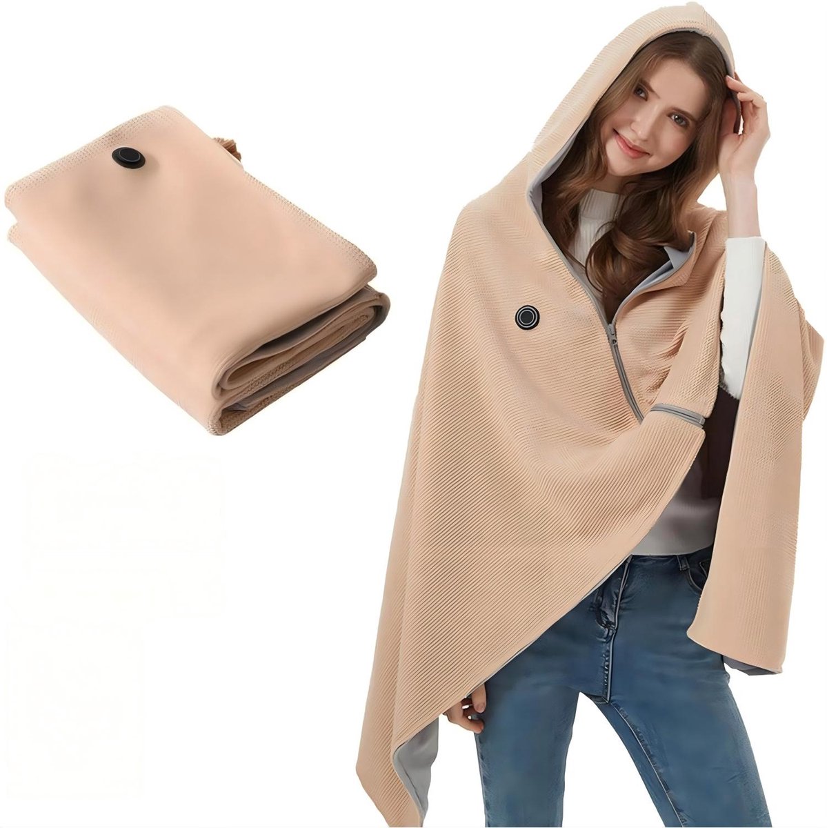 Looplet Verwarmde Omslagdoek Elektrische Deken Met Capuchon - LOOPLET TRADING - €27,99