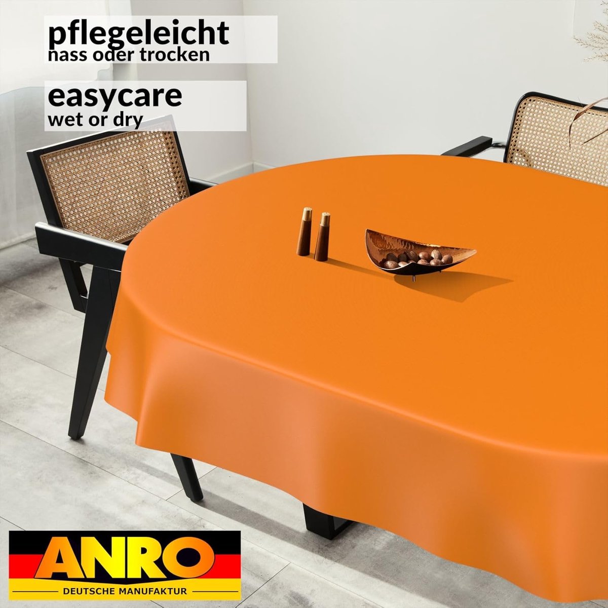 Wasbaar Tafelkleed Ovaal voor Binnen en Buiten, 260 x 140 cm, Oranje