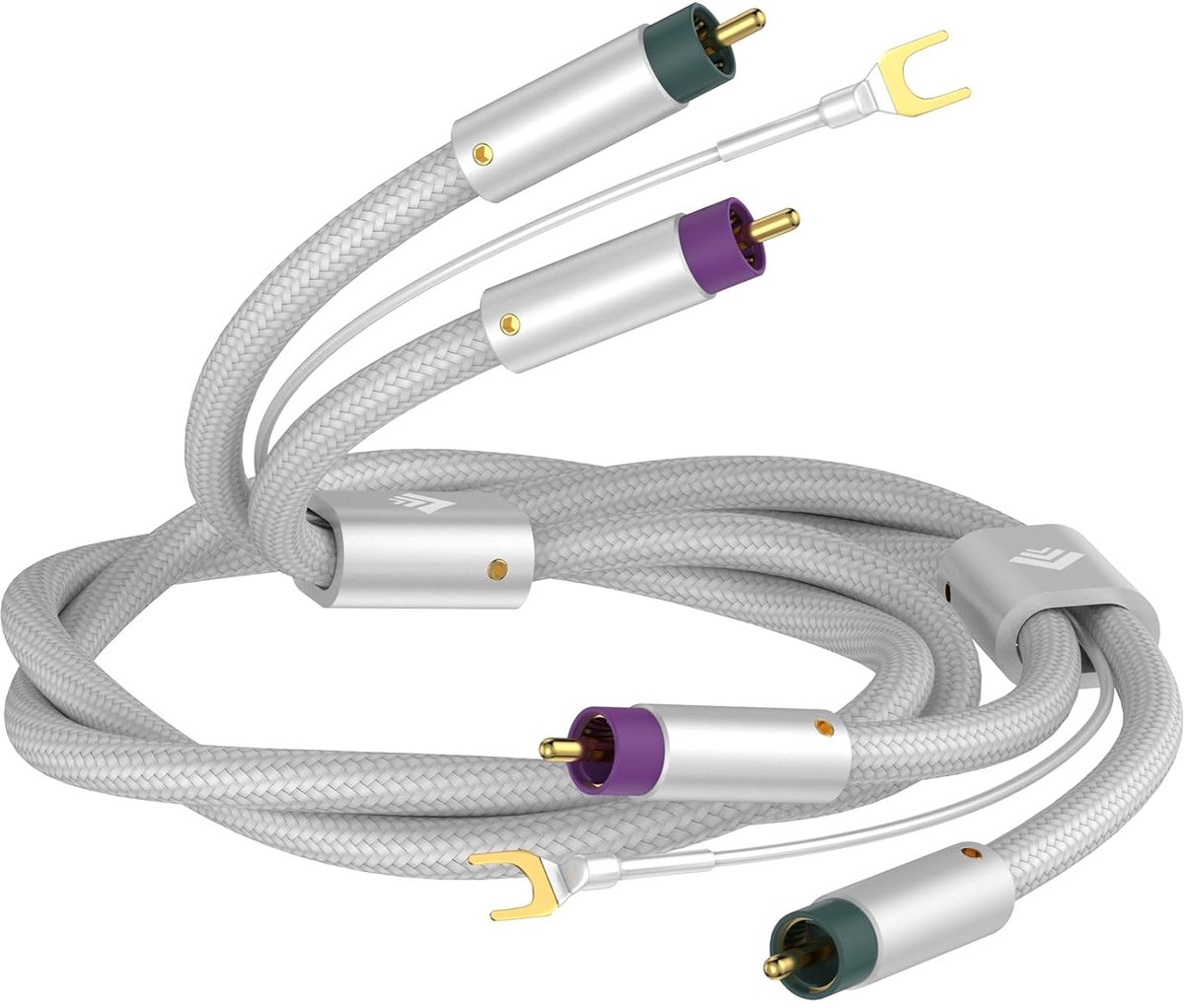 Phono Tonarmkabel - Platenspeler Kabel - Hifi Geluid - Verzilverd OFC Koper - 2 Meter - Wit