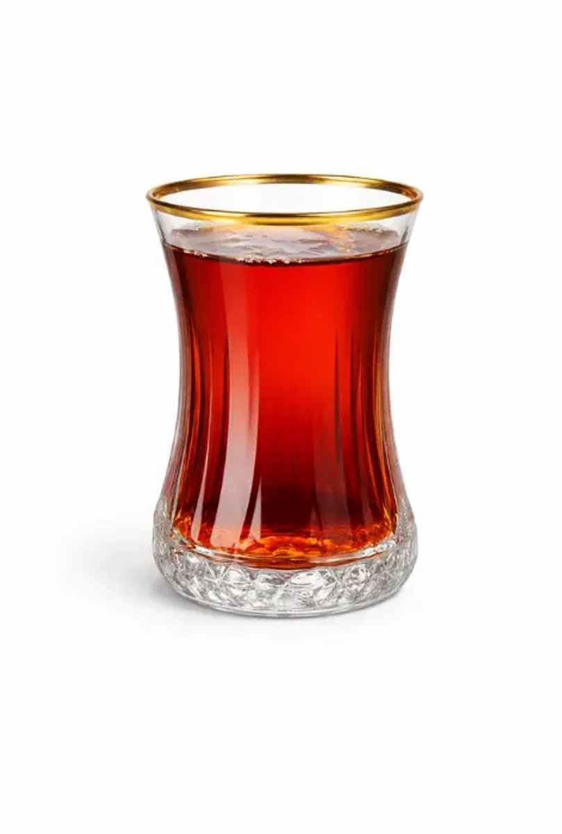 Pasabahce - theeglazen set - Elysia 170ml - gouden rand - glas - set van 6