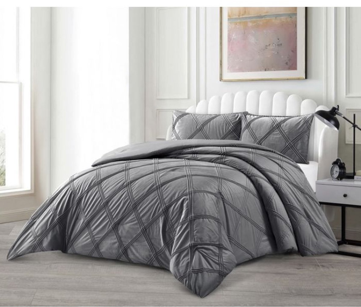 Lavella – bedsprei set – Lara – 3-delig – donkergrijs – 240x250 cm/60x70 cm