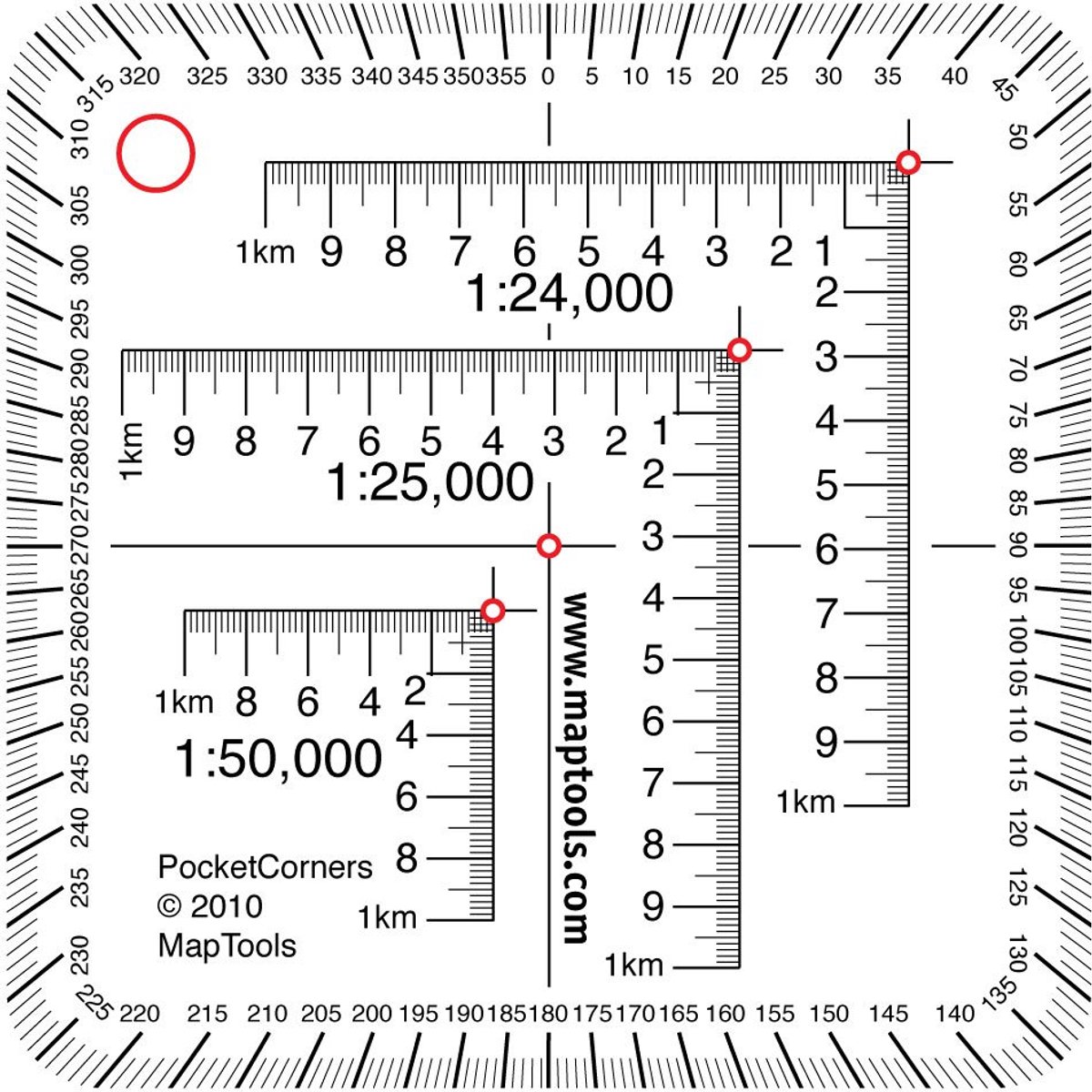 UTM Liniaal - Kaart Meetinstrument - Oriëntatie Buiten - Compact Lichtgewicht - Diverse Schalen