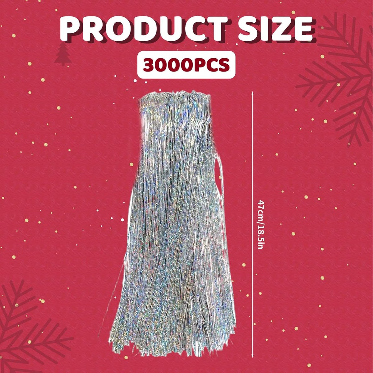 Glitter Lametta Gordijn voor Kerstboom Versiering Zilver – Sprankelende Feestdecoratie – foto 3