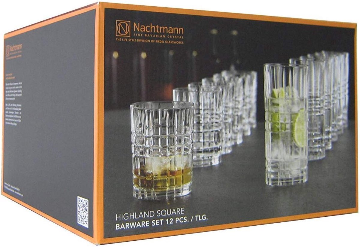 12-delige Glaswerk Set: 6 Tumblers & 6 Longdrinkglazen Karafset Kristal