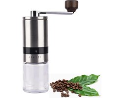 Handkoffiemolen - Draagbare Molen - Verse Koffie Zetten - 6 Maalinstellingen - 9 x 6 x 168 cm - Zilver