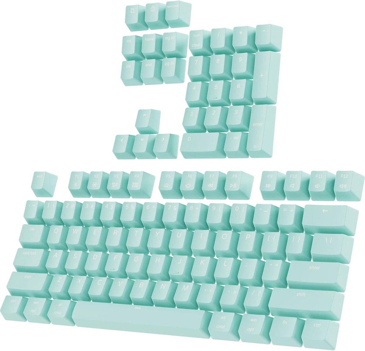 Complete Set Dubbelgeschoten PBT Keycaps voor Mechanisch Toetsenbord - Mint Groen