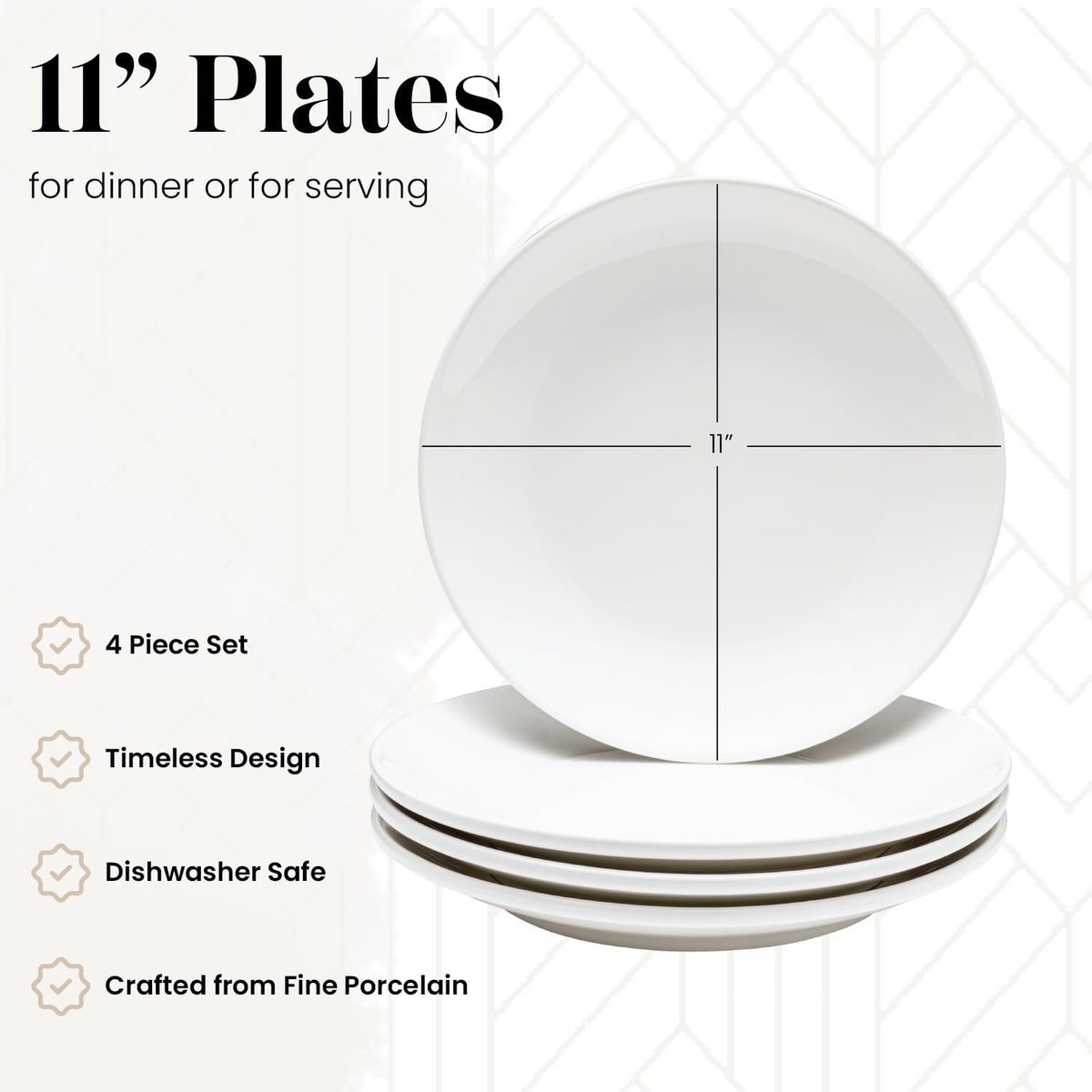 Platte Borden - Dinerborden Set - Dagelijks Gebruik - Fijn Porselein - 28 cm Diameter - Wit