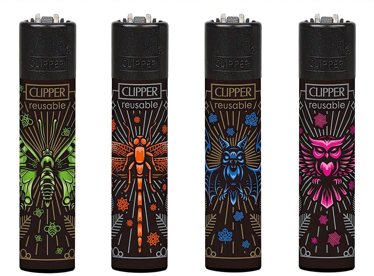 Clipper Classic Large Aanstekers "Tribals Animals" (4 Stuks)
