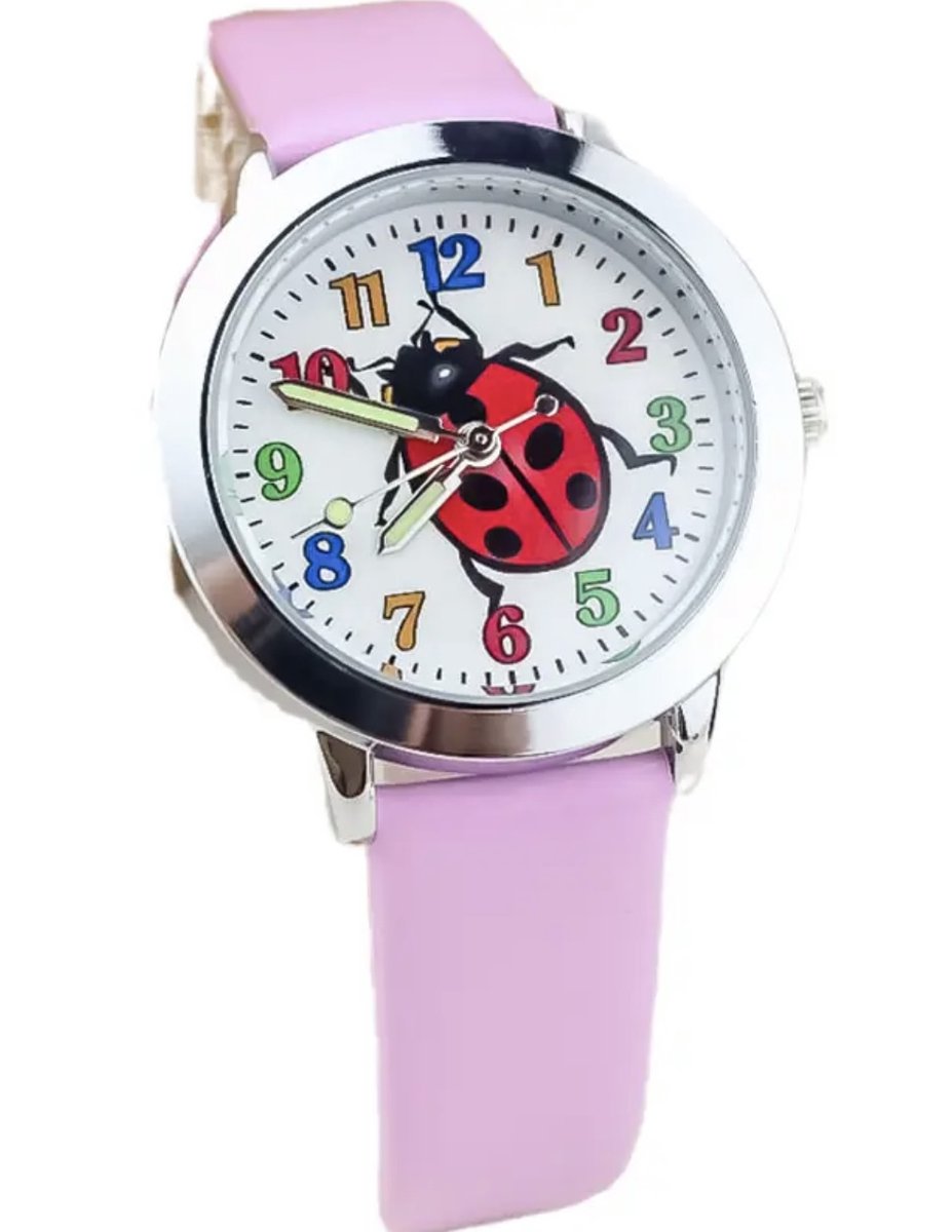 12Getit Kinderhorloge lieveheersbeestje roze bandje