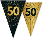 2x Vlaggenlijn 50 jaar zwart / goud 10 meter 2 zijdig bedrukt - Verjaardag Feestje Vlag Vlaggen Versiering Slinger Feestdecoratie Decoratie