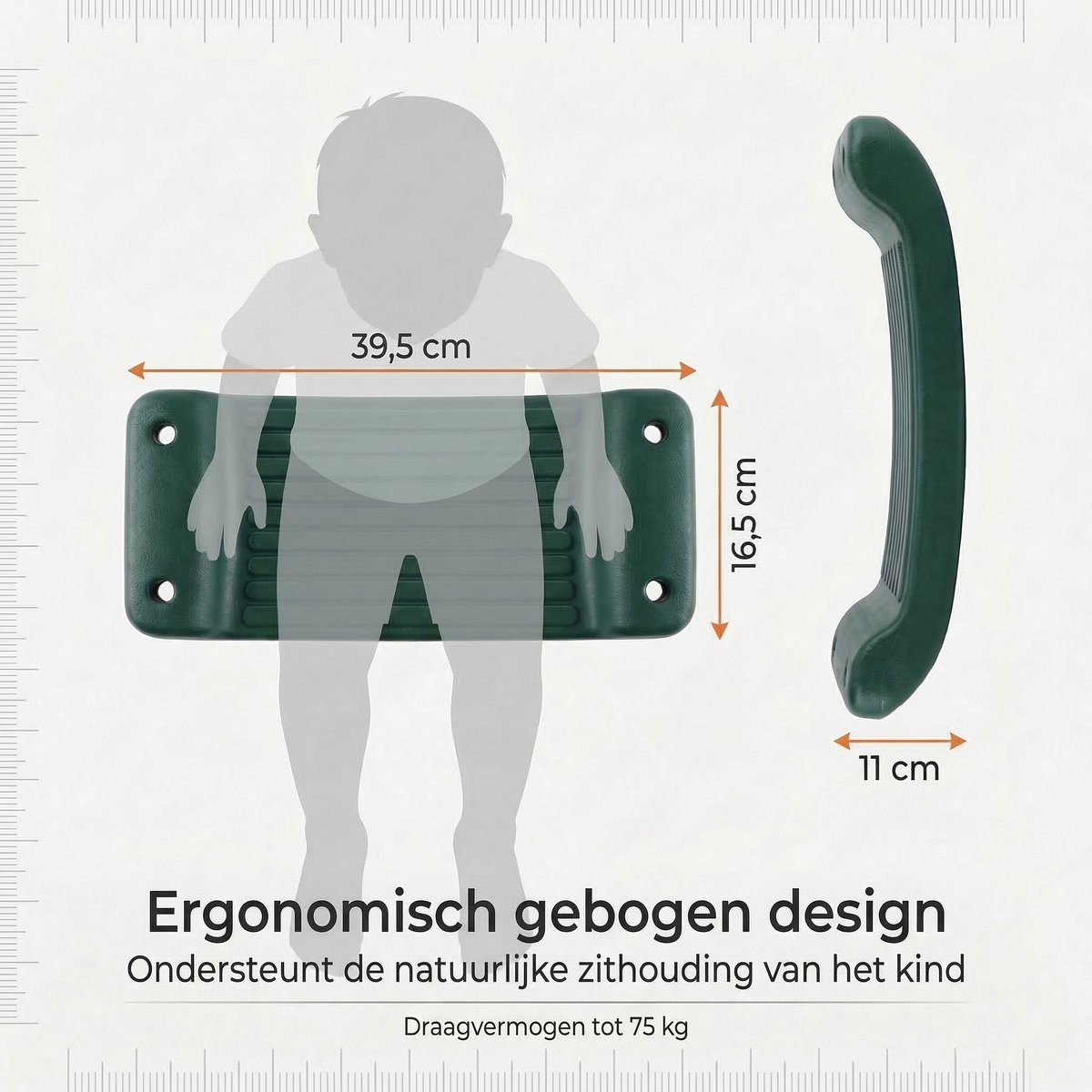 JAXY - Schommelzitje Kunststof - Kinderschommel Buiten - Schommel Tuin - Buitenspeelgoed Jongens en Meisjes - Groen — afbeelding 6