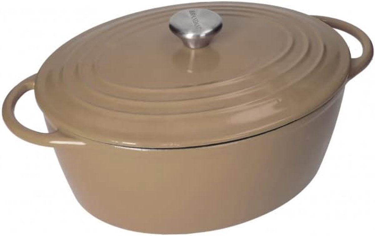 Ovale Braadpan van Gietijzer met Deksel - 5 Liter Oven Schaal