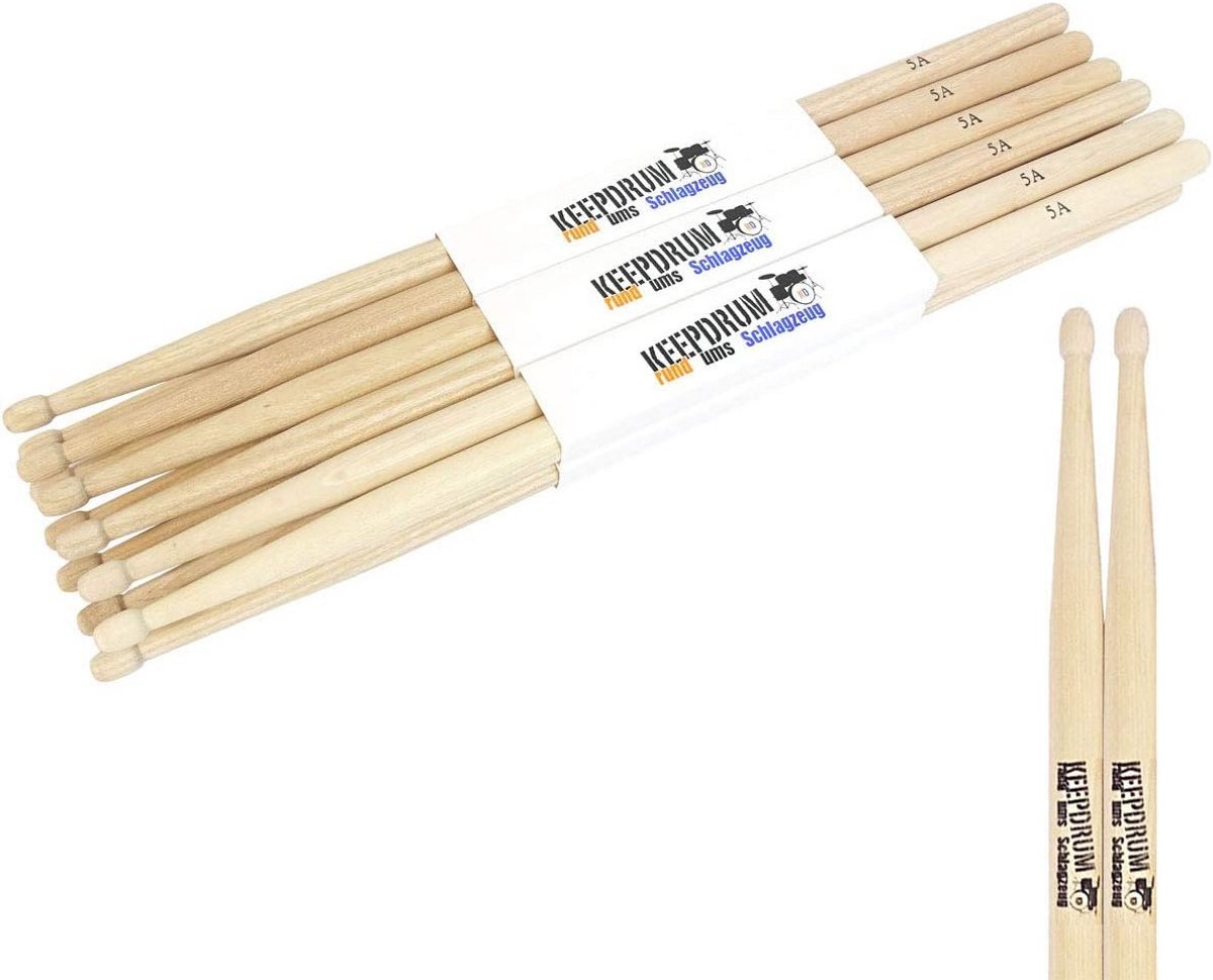 Voordelige 5A Hickory Drumstokken - Set van 6 Paar voor Drums en Slagwerk