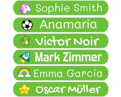 50 Gepersonaliseerde Strijklabels Kleding Groen Zelfklevend 6x1 cm