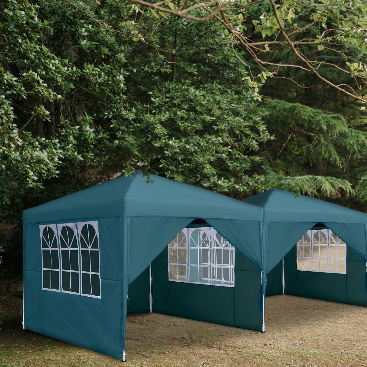 ACXIN Partytent 2,5x2,5 m Inklapbaar Paviljoen Waterdicht Tuinpaviljoen met 4 Zijwanden en Ramen Stalen Frame Polyester UV-bescherming, Groen