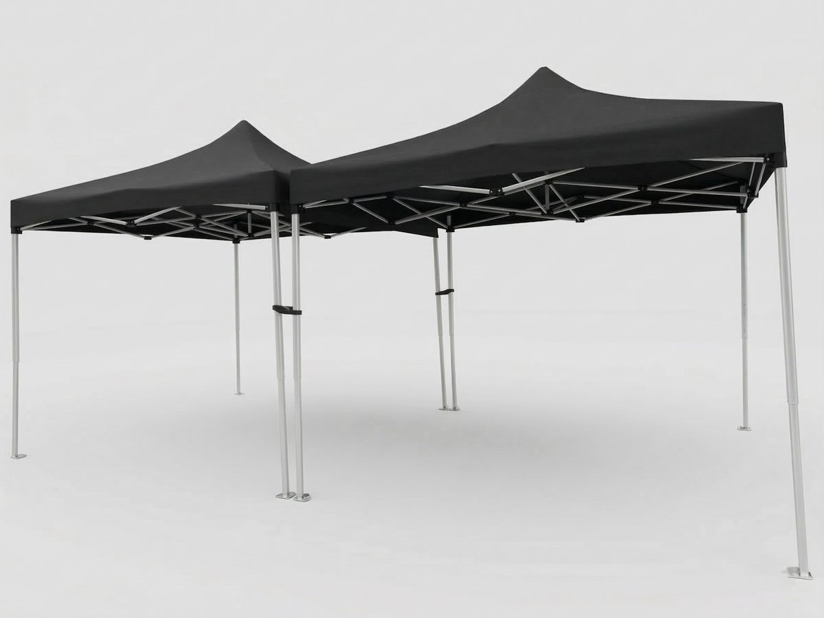VDD - Partytent Easy Up - Paviljoen - Opvouwbaar Draagbaar - Evenementen Tent - Camping - Waterdicht - Met Draagtas - Zwart - 3 x 6m - set van 2