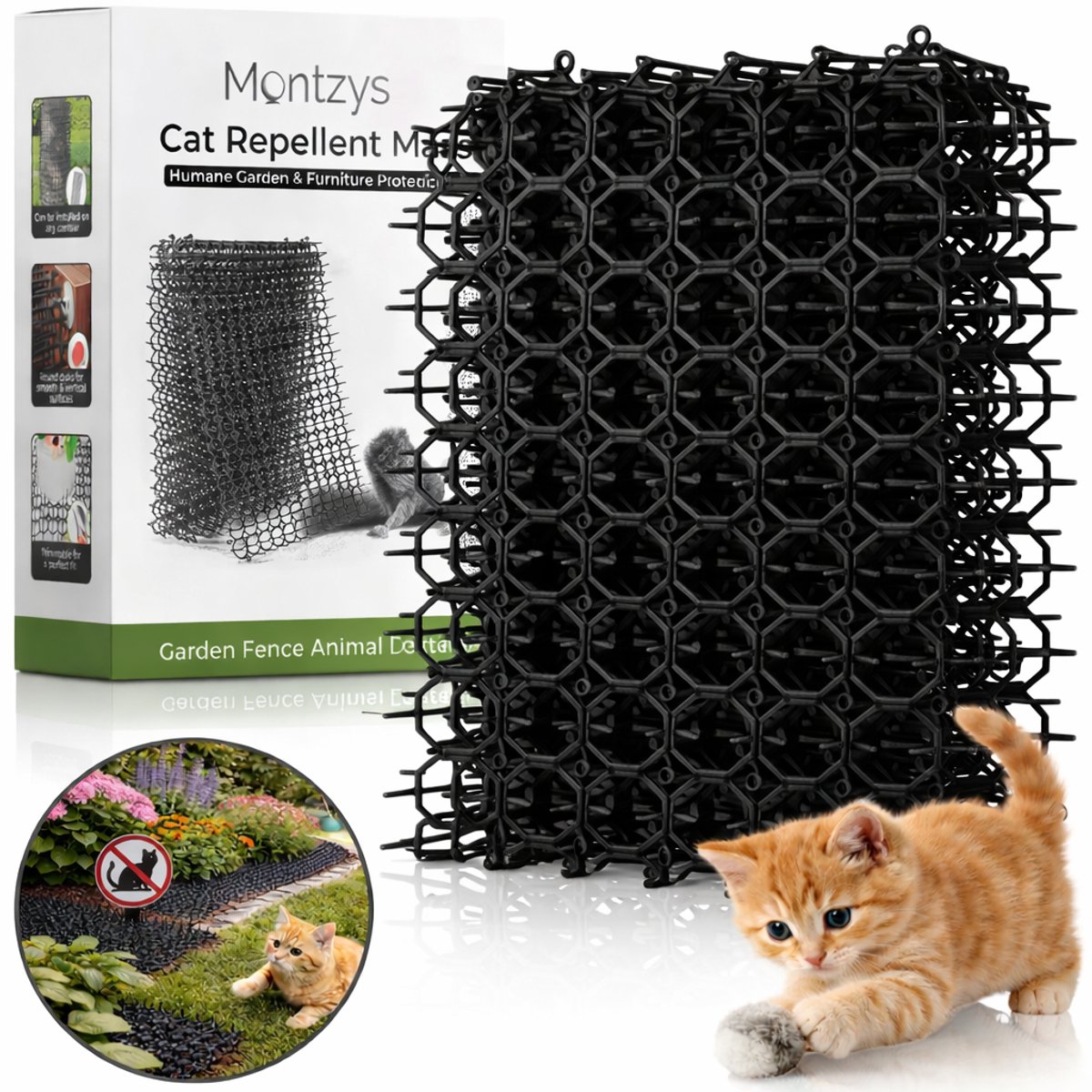 Montzys® Kattenverjager Afweermatten - 20-Delige Antiklimstrips - Katten Verjager voor de Tuin - Afweermiddel Kat voor Buiten