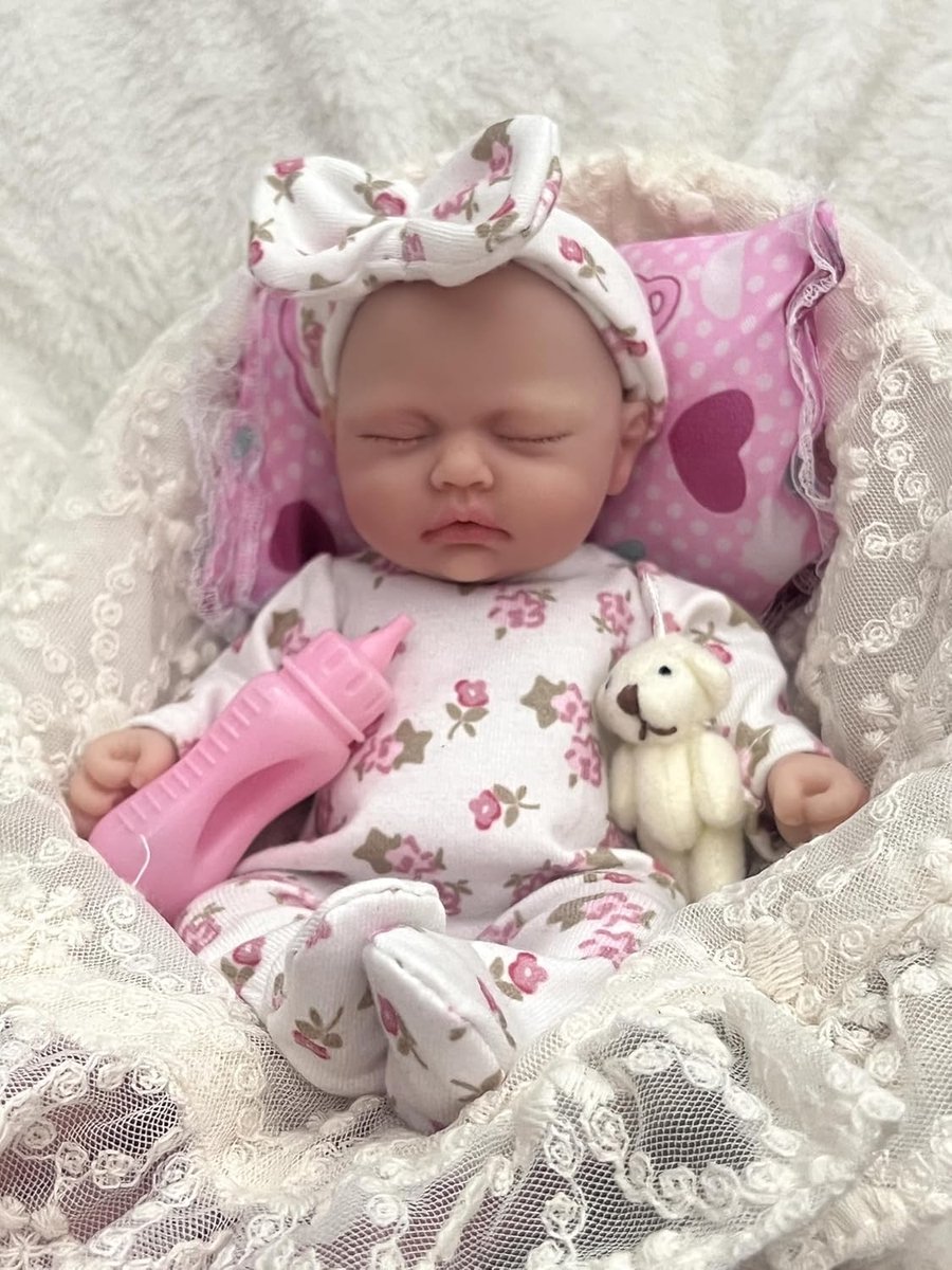 Realistische Mini Reborn Pop Meisje 18 cm - Volledig Siliconen Babypop met Accessoires — cadeau in Spellen & Speelgoed - foto 4