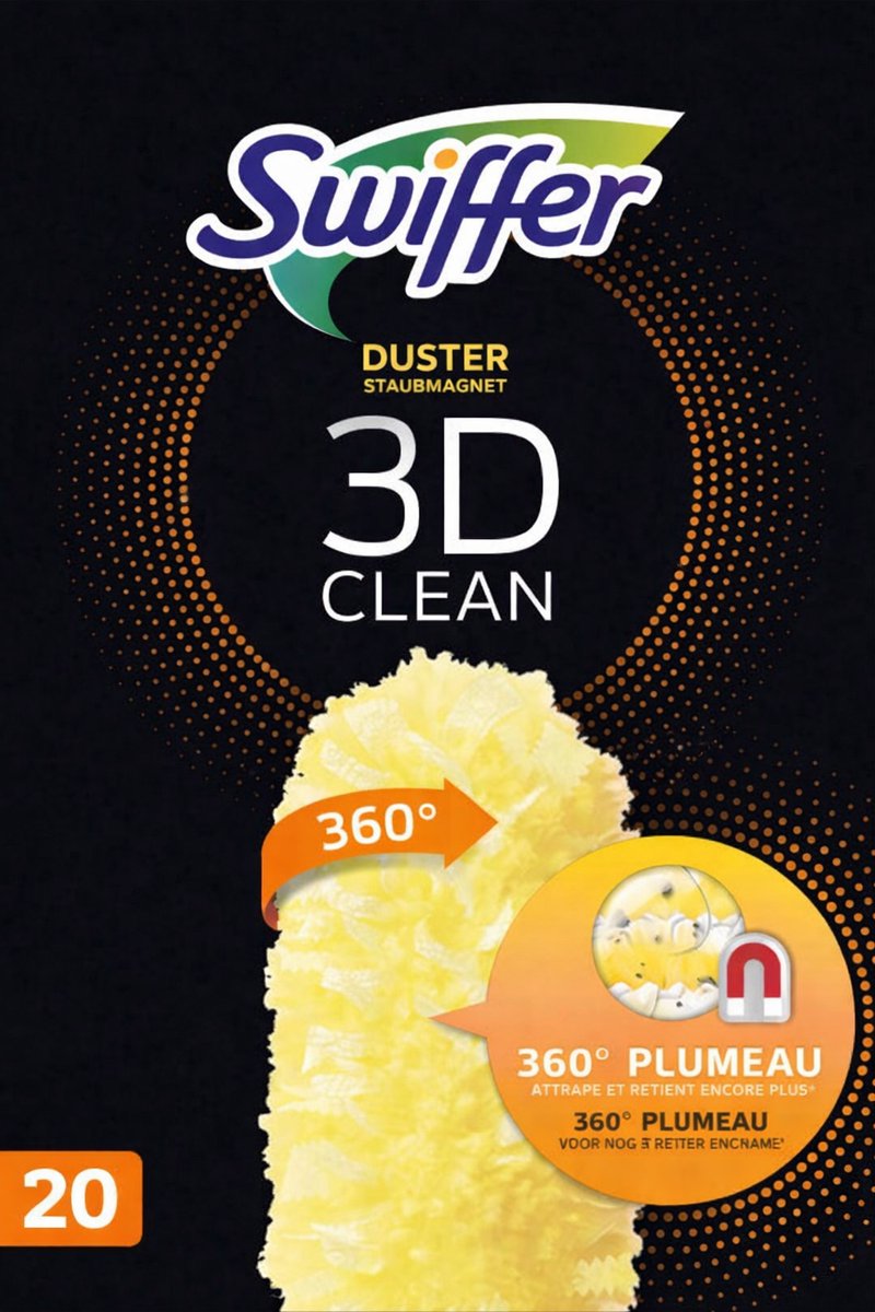 Swiffer Duster Navullingen 3D Clean – 360° Dust Magnet – 20 Stuks – Staubmagnet