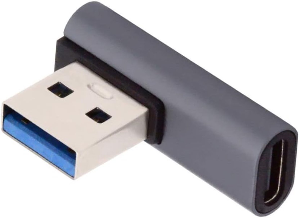 USB-C naar USB-A Adapter (Vrouwelijk naar Man) - 90 Graden Hoek - Hoge Snelheid Data & Opladen