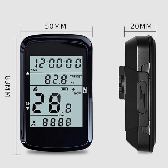 Fietscomputer - Draadloze kilometerteller fiets - Met groot 2.4-inch scherm - 1200mAh - Waterdicht - Met handmatige achtergrondverlichting - Installatie van de strap on - Voor mountainbike en racefiets - Zwart van Fietscomputer. — afbeelding 2