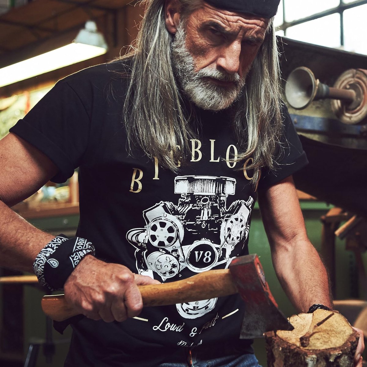 Rockabilly V8 Motor T-Shirt Heren Katoen Zware Kwaliteit
