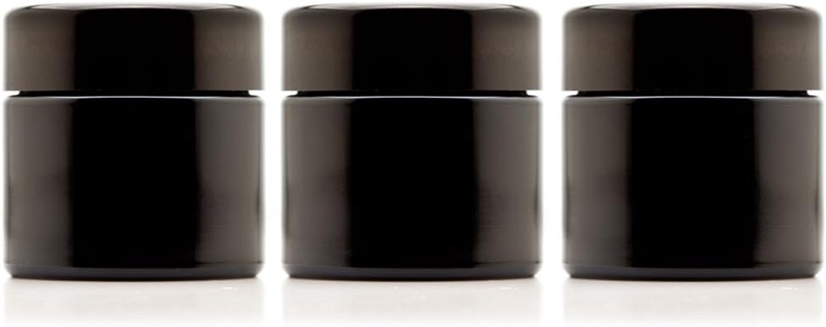 Set van 3 Zwarte Glazen Potjes met Schroefdop - 100 ml Navulbaar