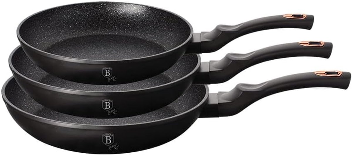 Set van 3 Koekenpannen Gesmeed Aluminium - 20, 24 en 28 cm - Ideaal voor Alle Warmtebronnen