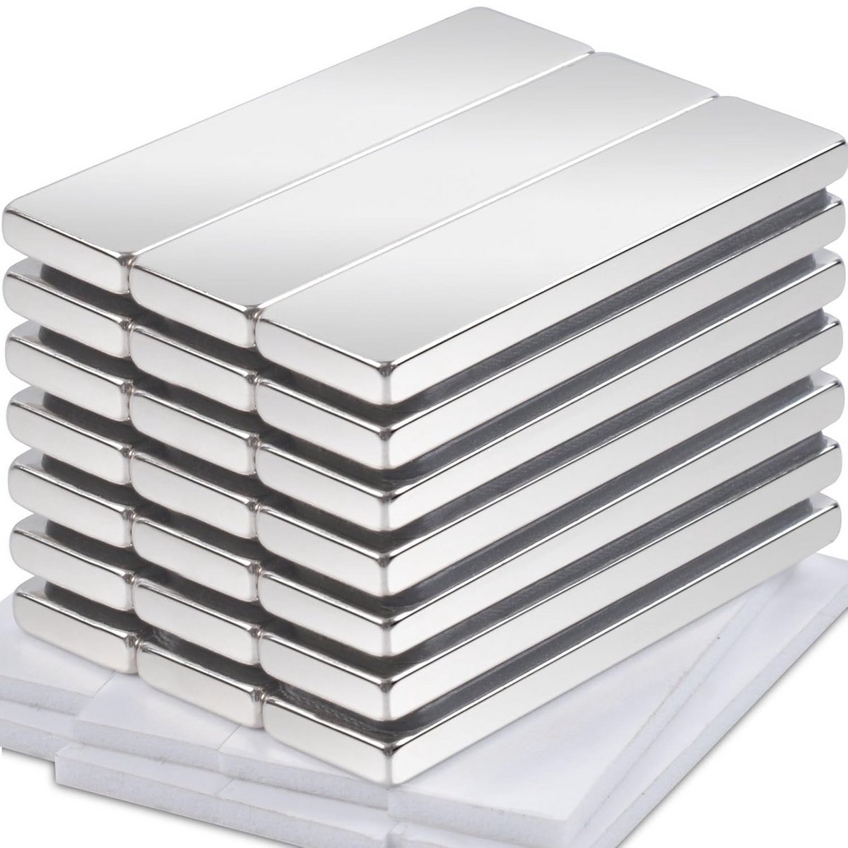 20x Sterke Rechthoekige Neodymium Magneten 40x10x3 mm Zelfklevend
