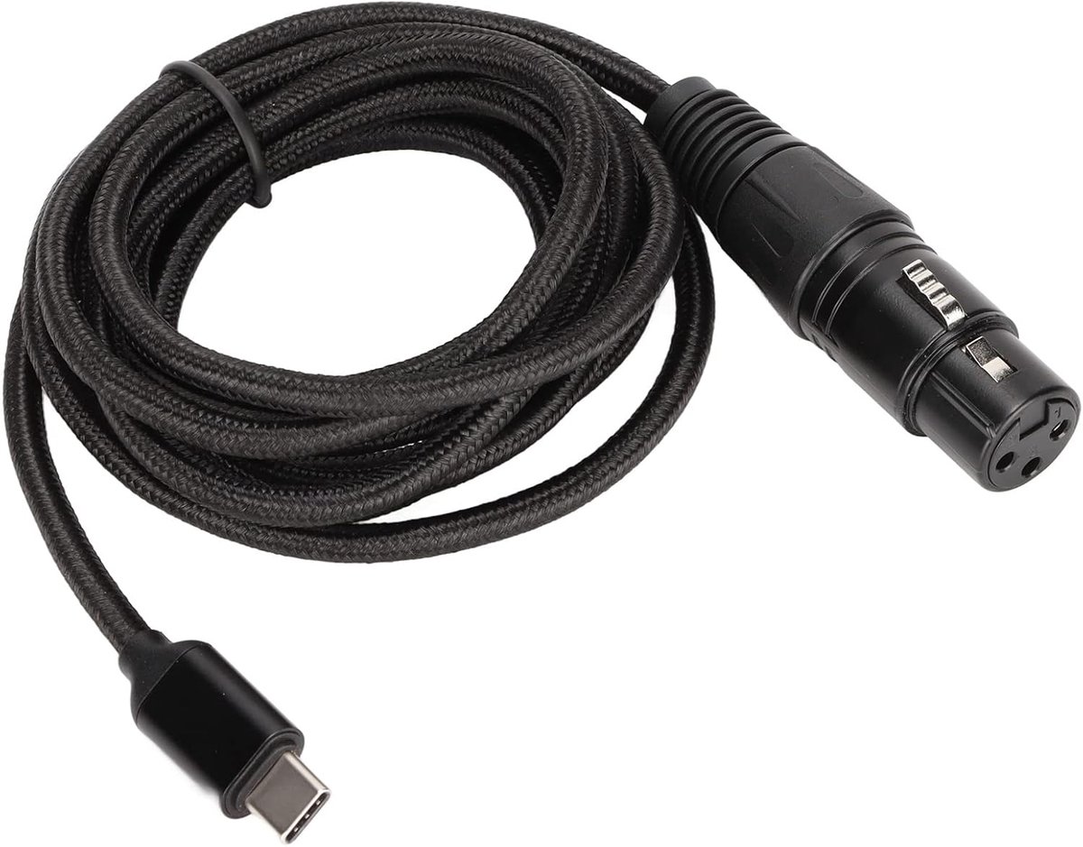 USB-C naar XLR Kabel voor Microfoon - 3 Meter - Nylon Gevlochten Microfoon Adapter Kabel