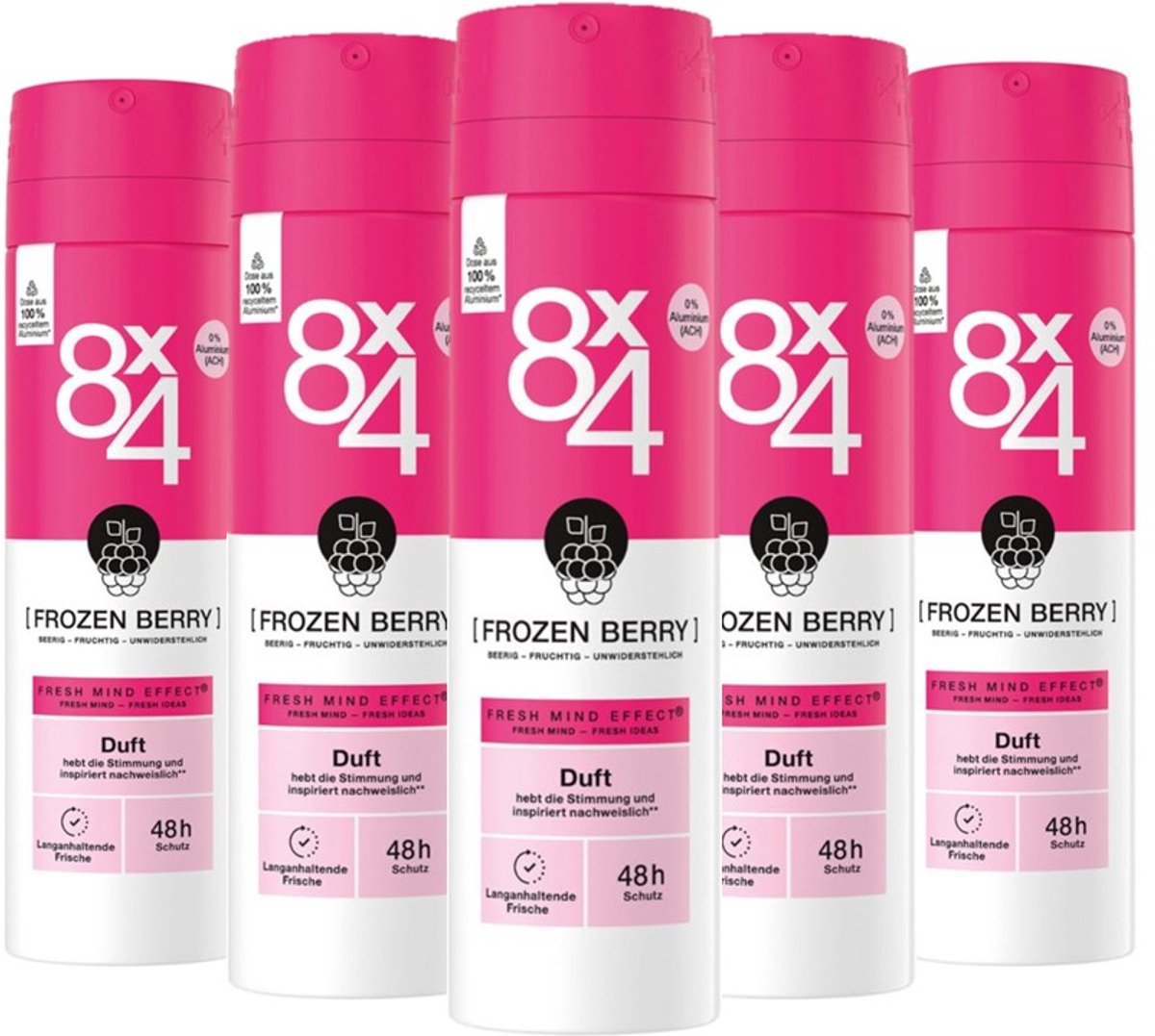 8 x 4 Deo Spray – Nr 15 Frozen Berry - 5 x 150 ml Voordeelverpakking