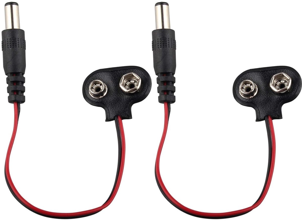 2x 9V Batterij Connector met Drukknop en 2.1mm DC Jack Kabel voor Arduino