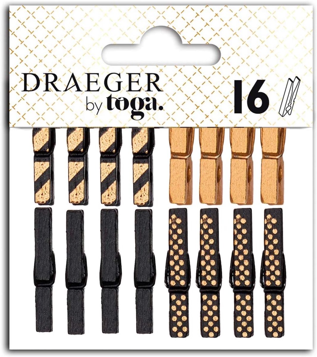Wasknijpers Set - Kledingklemmen - Kleding Droge - Stevig Ontwerp - 3cm Lengte - Zwart Goud