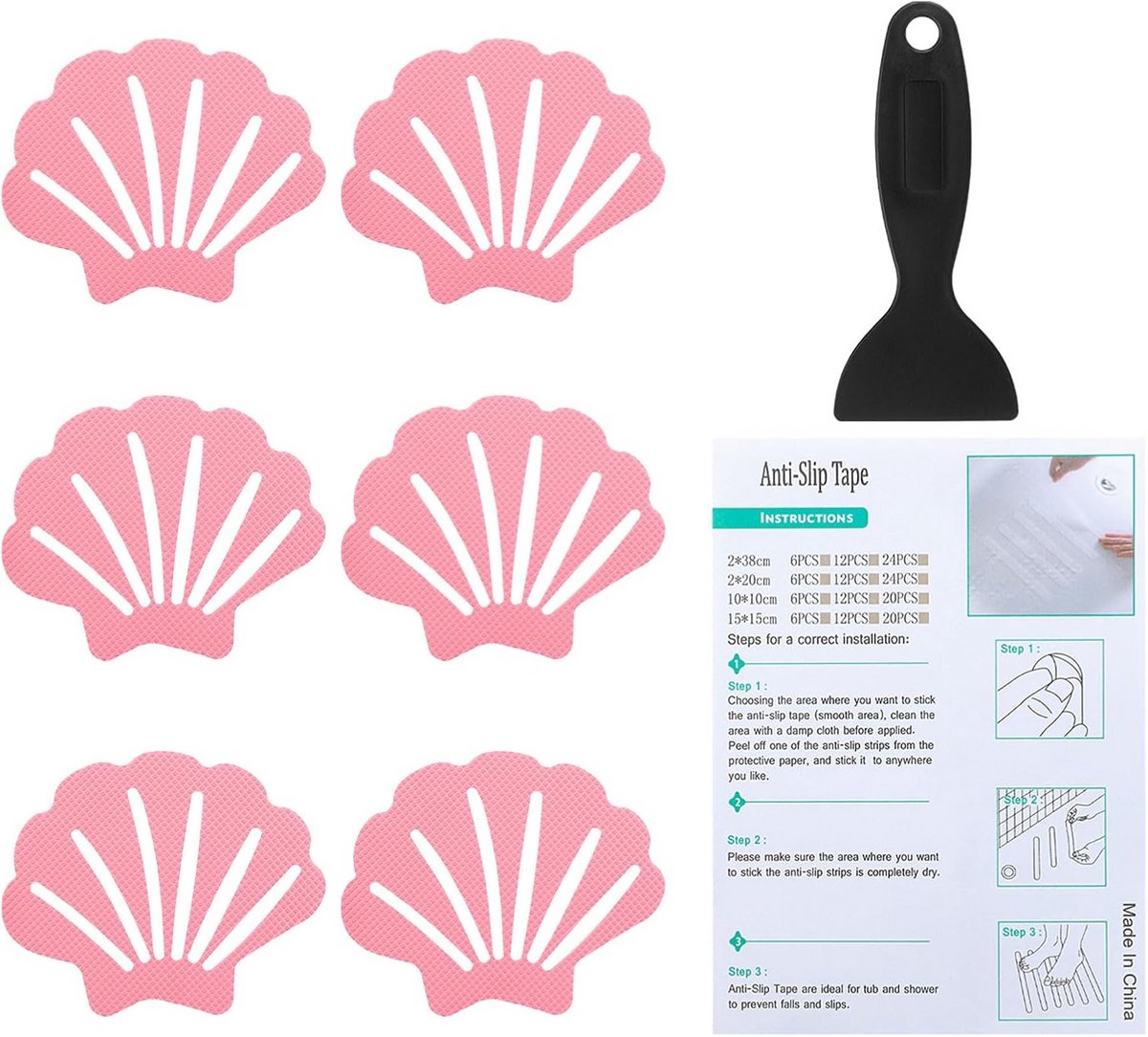 Antislip Stickers - Douche Strips - Veilig Douchen - Sterke Eco-lijm - 6 Stuks - Roze