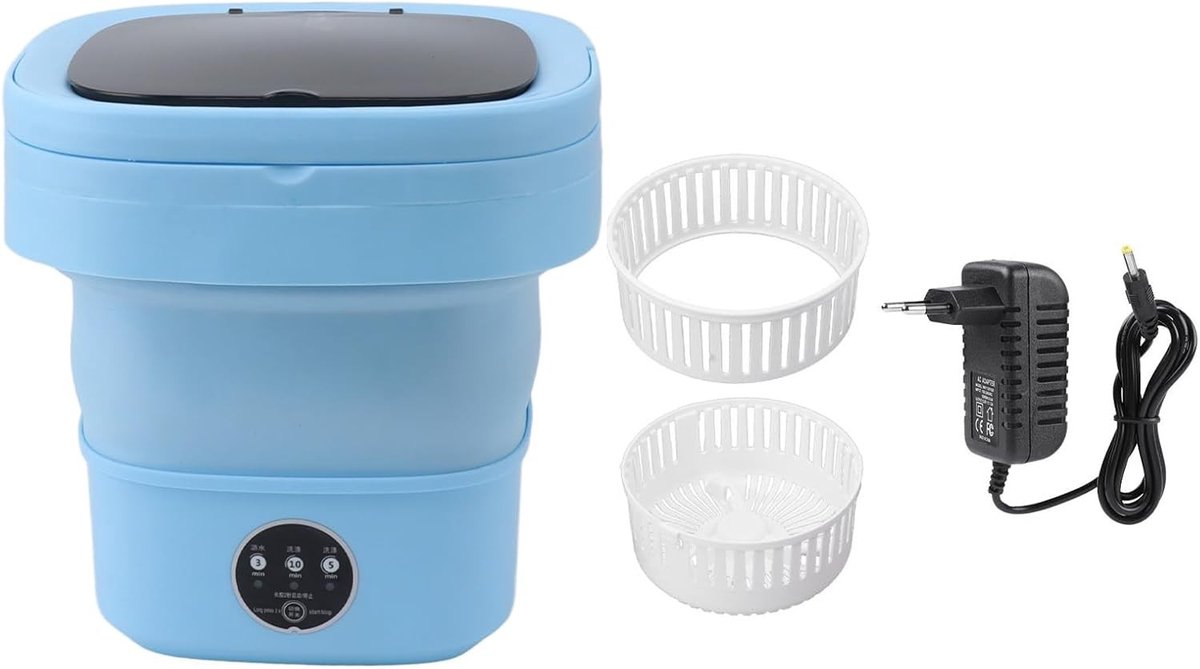 Allecto - Draagbare Vouwbare Mini Wasmachine - Compacte Wasmachine - Blauw - Voor Camping en Reizen - Ideaal voor Appartement - Geschikt voor Onder...