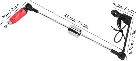 Vis beetindicator - Hengel alarm - Vissen in het donker - Visuele en geluidssignalen - 22.5 cm lengte - Rood — afbeelding 4