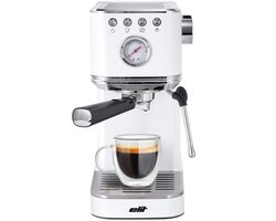 Elit Perfetto 2in1 espresso machine- 20 Bar- Geschikt voor cups en gemalen koffie- 1350W- Compact koffiezetapparaat- Wit
