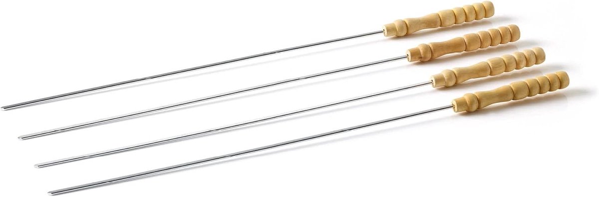 Set van 4 Herbruikbare Barbecue Spiesjes van 43 cm met Houten Handvat