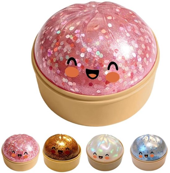 Dumpling Squishy Glitter Dumpling Boules sensorielles anti-stress pour soulager le stress avec cuiseur vapeur alimentaire, cadeau de relaxation