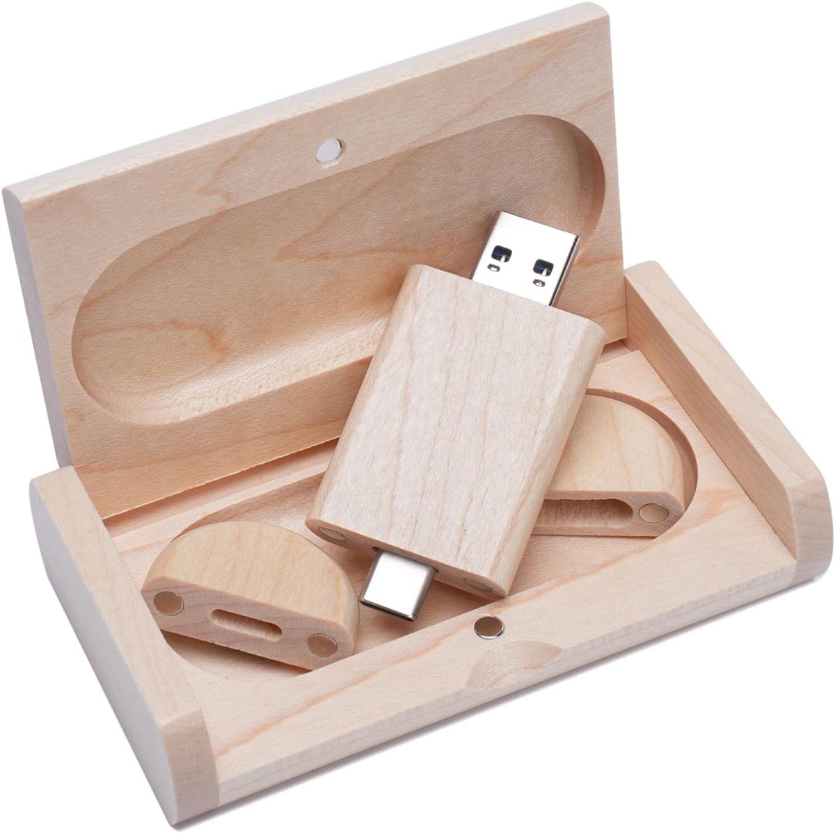 Geheugenstick USB-C 128 GB Houten Usb-Flashdrive voor Telefoon Pc Laptop