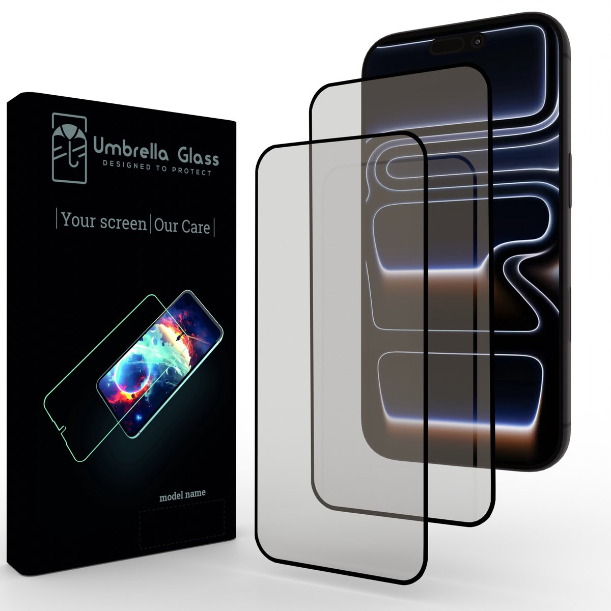 Screenprotector Glas - Geschikt voor iPhone 16Pro Max, 17Pro Max - 2.5D Full Cover | Umbrella Glass