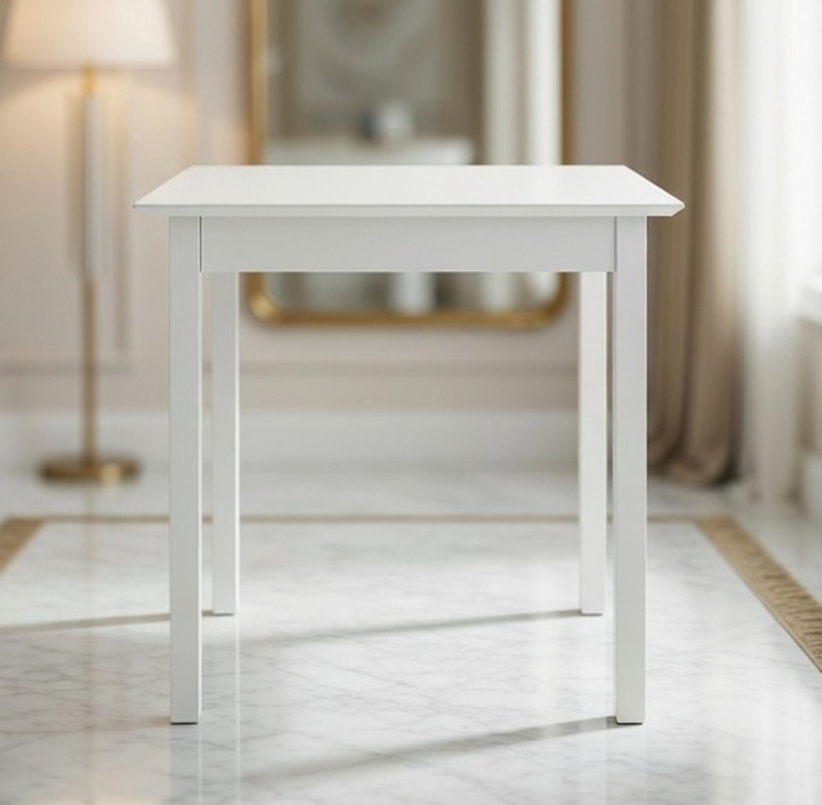 Vierkante eettafel 75x75 cm - Massief Grenenhout - Compacte 2-persoons Keukentafel in Wit - Moderne Landelijke Stijl Casa Serena – Casa Dorada