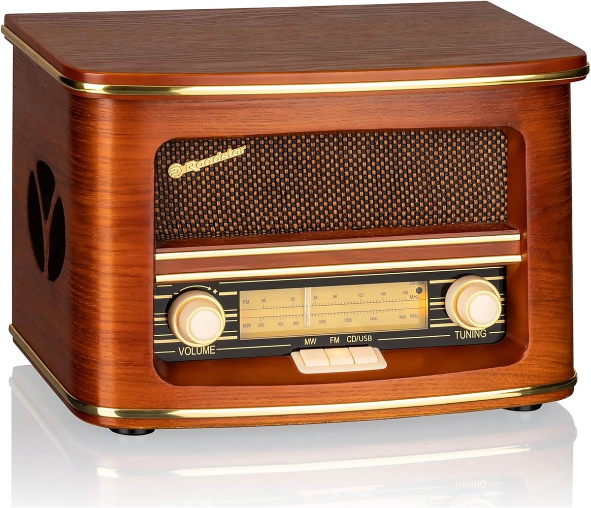 Draagbare CD-radio - Muziekspeler - Thuis luisteren - USB opnamefunctie - 3979 x 28 cm - Houtkleurig