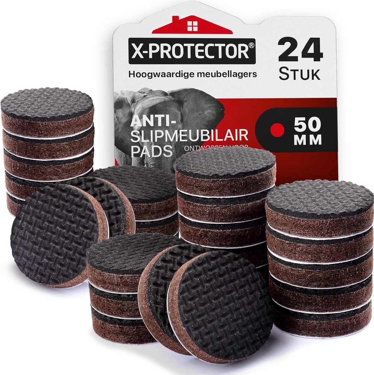 Anti-Kras Meubel Viltjes 24x 50mm - Zelfklevende Rubber Stootdoppen voor Stoelen en Tafels