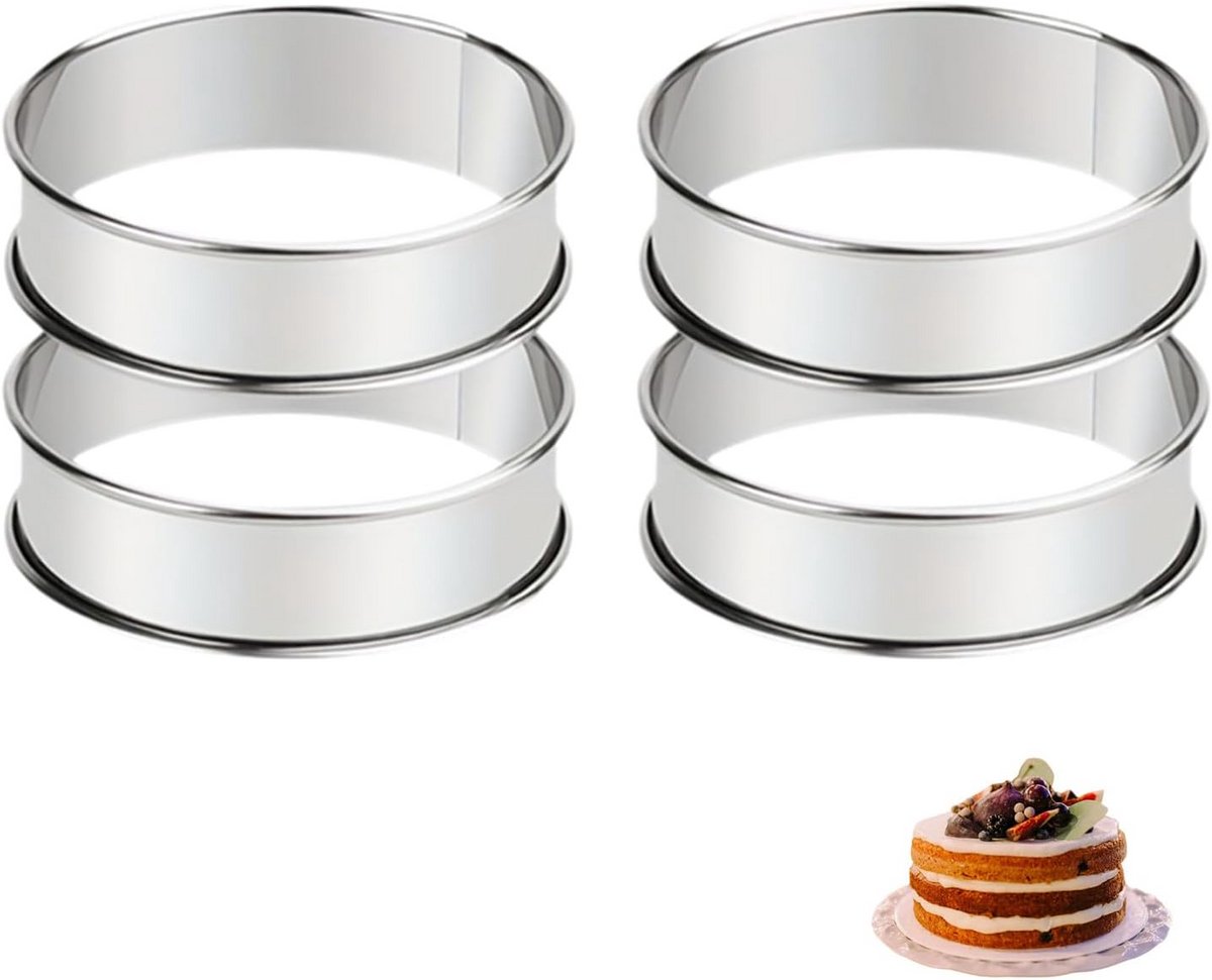 Ronde Bakringen Set van 4 RVS - Ideaal voor Muffins, Pannenkoeken en Taart