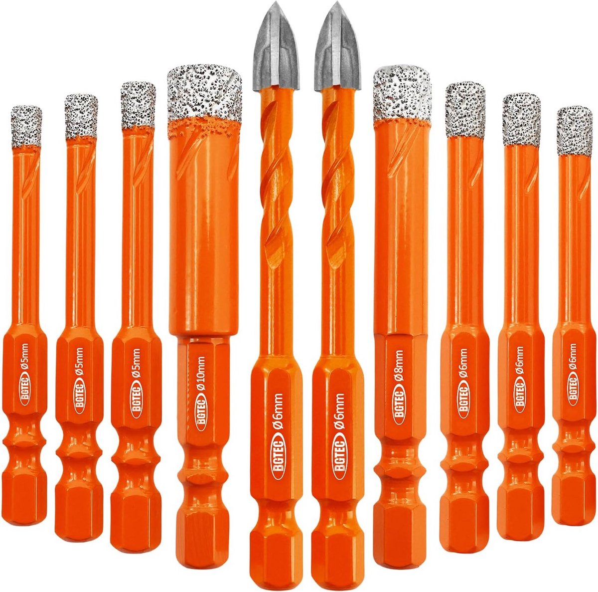 10-delige Professionele Tegelboorset Diamant en Hardmetaal voor Keramiek, Graniet, Marmer
